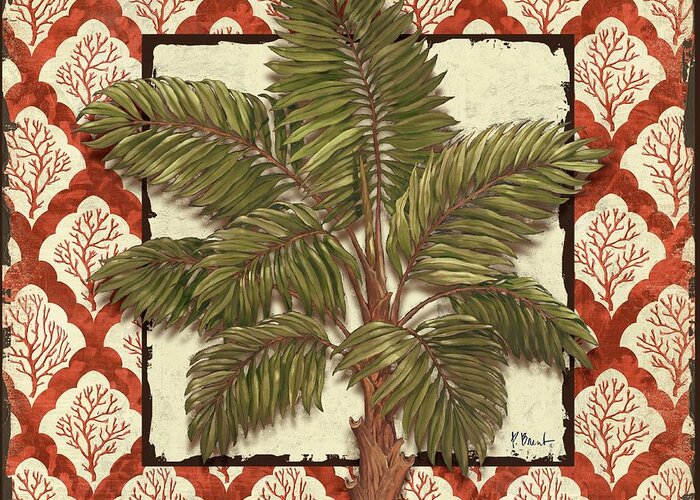 Palms Greeting Card featuring the painting Aruba Palm I by Paul Brent
