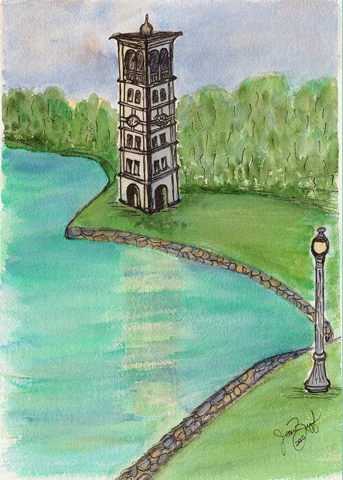 Furman University Greeting Card featuring the painting As the Bell Tolls by Joan Zepf