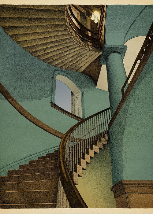 Stairs Architecture Greeting Card featuring the drawing Ascending by Meg Shearer