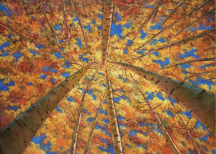 Aspen Trees Greeting Card featuring the painting Ascension by Johnathan Harris