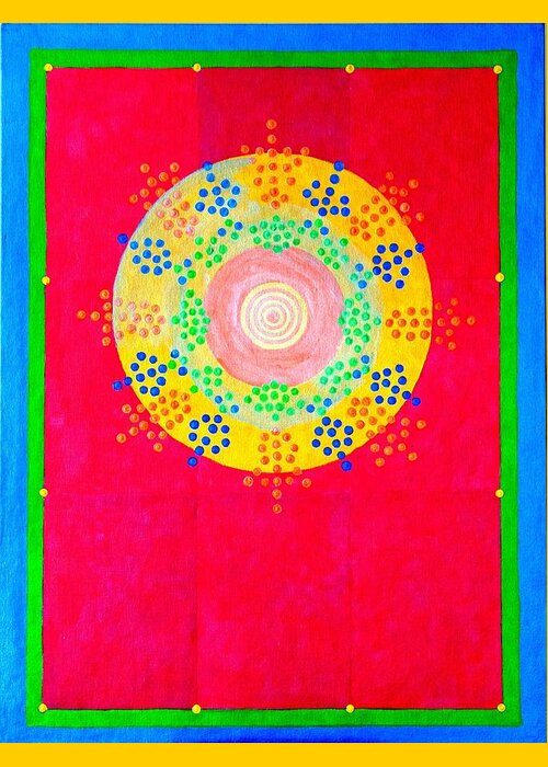 Abstract Greeting Card featuring the painting Asia Sun by Thomas Gronowski