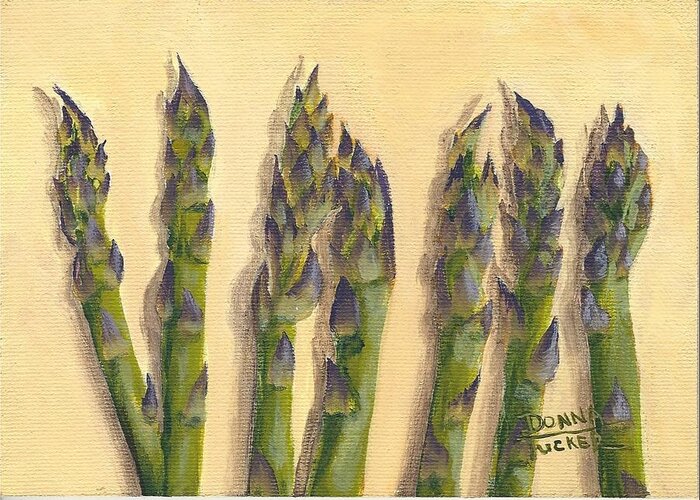 Vegetable Greeting Card featuring the painting Asparagus in a Row by Donna Tucker