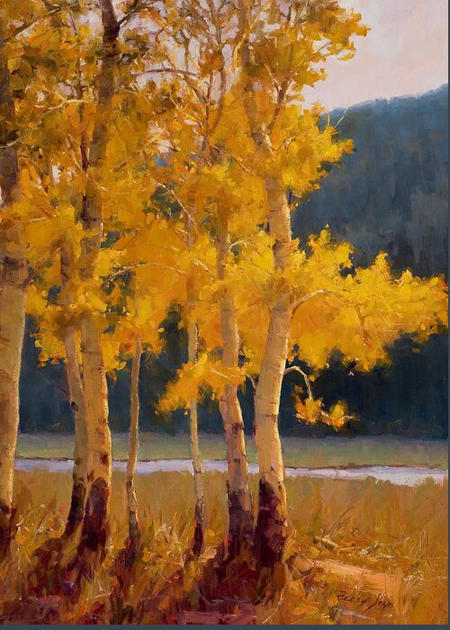 Aspen Greeting Card featuring the painting Aspen Color by Becky Joy