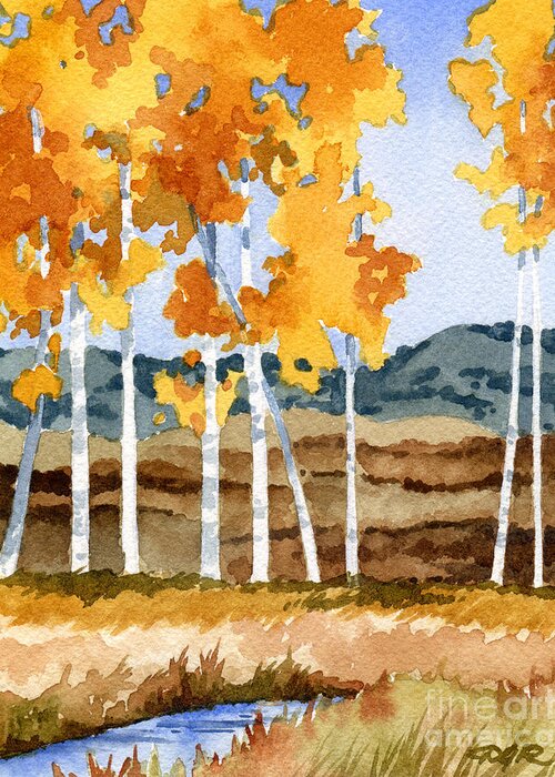 Aspen Greeting Card featuring the painting Aspen Trees by David Rogers