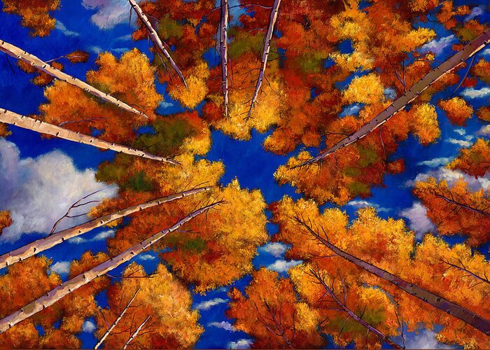 Autumn Aspen Greeting Card featuring the painting Aspen Vortex by Johnathan Harris