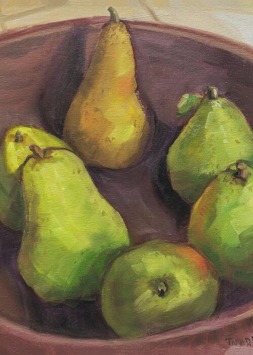 Oregon Greeting Card featuring the painting Assorted Pears by Tara D Kemp