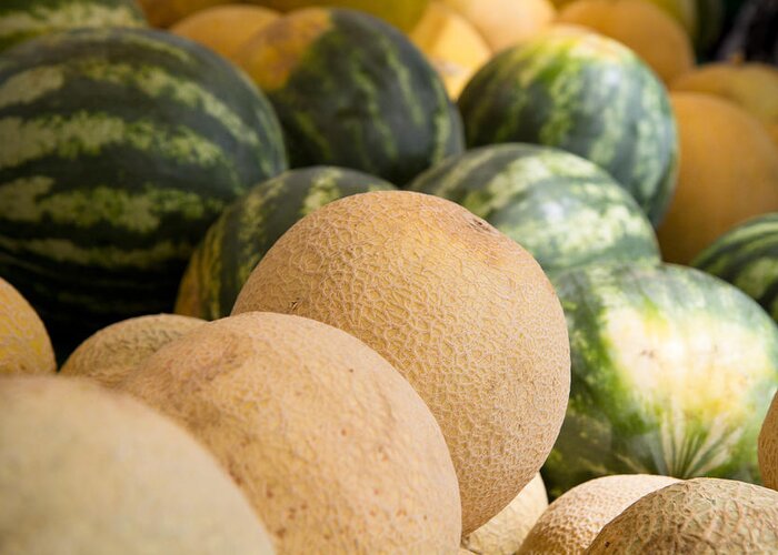 Melon Greeting Card featuring the photograph Assortment Of Melons by Dina Calvarese
