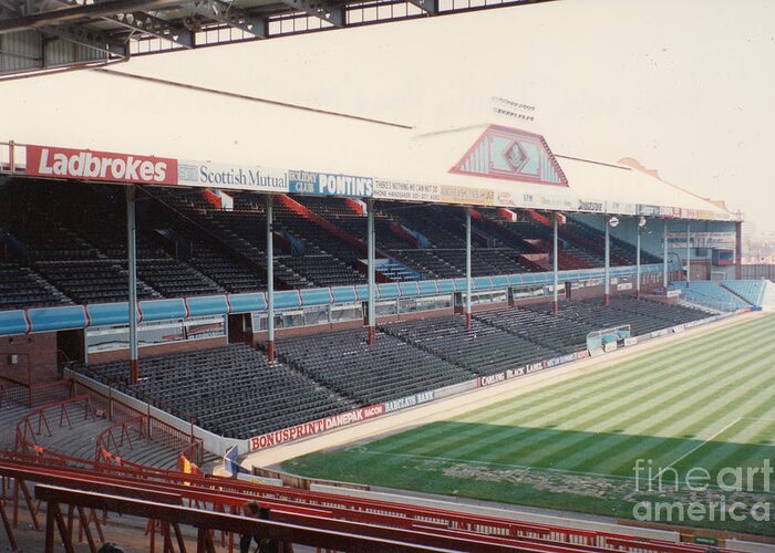 Aston Villa Greeting Card featuring the photograph Aston Villa - Villa Park - West Stand Trinity Road 1 - Leitch - April 1991 by Legendary Football Grounds