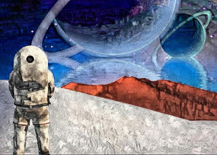 Travel Greeting Card featuring the digital art Astronaut on exosolar planet by Bruce Rolff