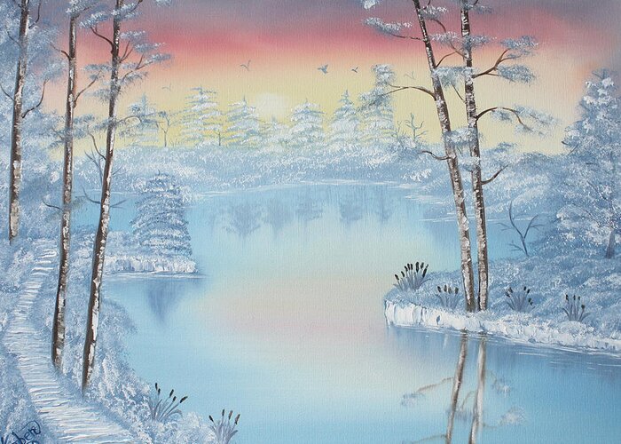 Landscape Painting Greeting Card featuring the painting At Dawns Light by Kimber Butler