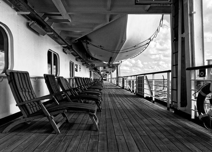 Promenade Deck Greeting Card featuring the photograph The Promenade Deck -- Cruise Ship MS Maasdam on the Atlantic Ocean by Darin Volpe