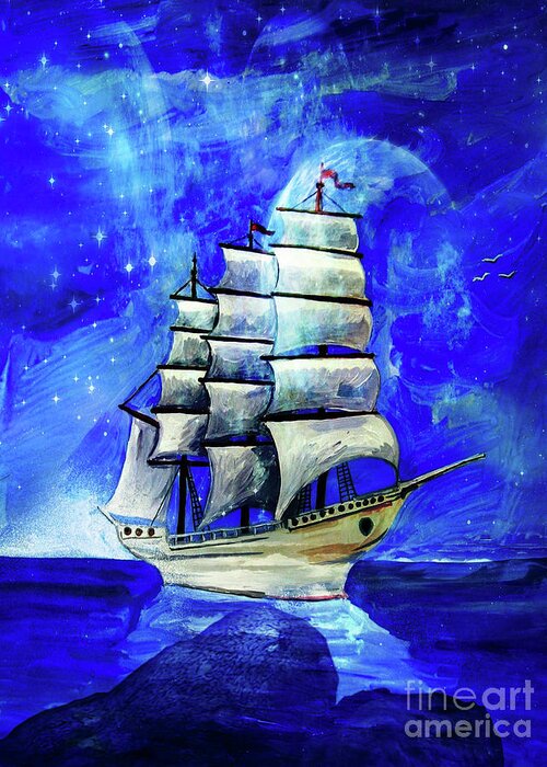 Sea Greeting Card featuring the digital art At Sea by Digital Art Cafe