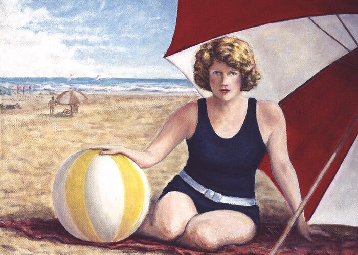 Beach Greeting Card featuring the painting At the Beach by Lance Anderson