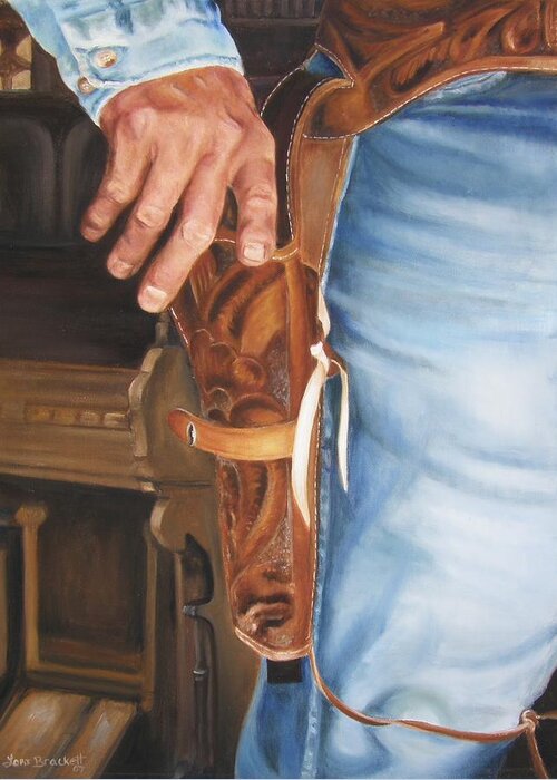 Cowboy Greeting Card featuring the painting At the Ready by Lori Brackett