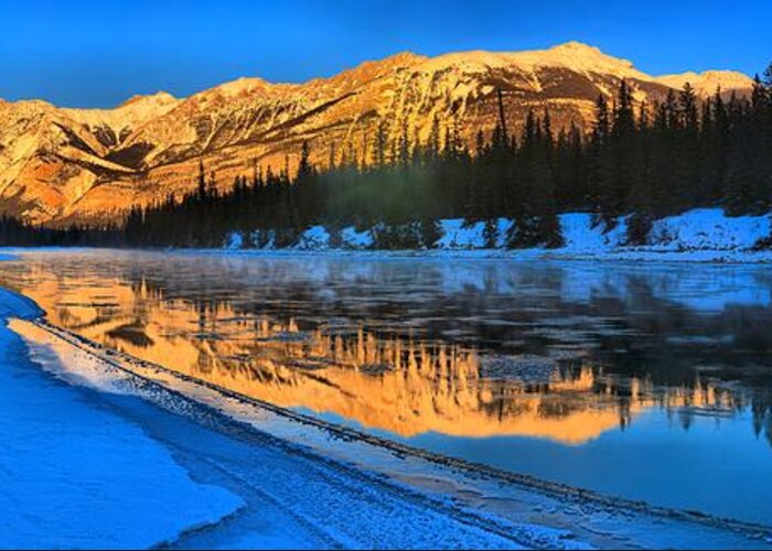  Greeting Card featuring the photograph Athabasca River Glow by Adam Jewell