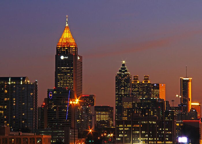 Atlanta Greeting Card featuring the photograph Atlanta - Downtown @ Sunset 4 by Richard Krebs