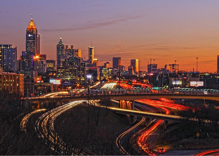 Atlanta Greeting Card featuring the photograph Atlanta, Georgia - Downtown @ Sunset 3 by Richard Krebs