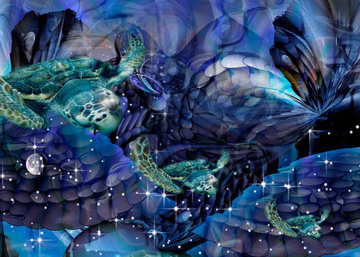 Phil Sadler Greeting Card featuring the digital art Atlantean Turtles Descent... by Phil Sadler