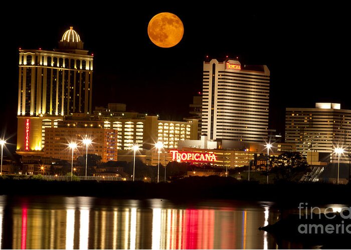 Full Moon Greeting Card featuring the photograph Atlantic City New Jersey Super Moon by Anthony Totah