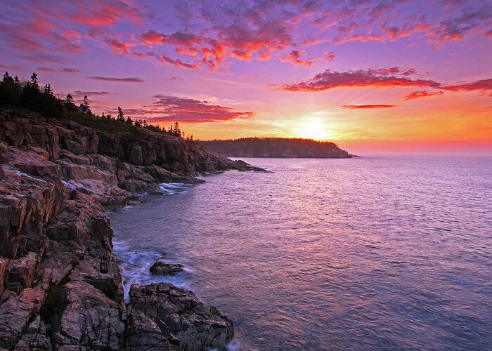 Acadia Magic Greeting Card featuring the photograph Atlantic Glow by Juergen Roth