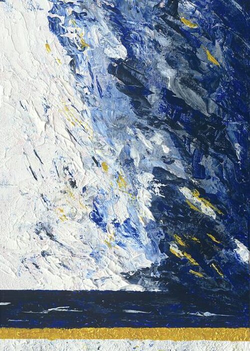 Abstract Greeting Card featuring the painting Atmospheric Conditions, Panel 2 of 3 by Kathryn Riley Parker