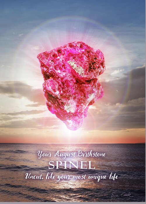 August Greeting Card featuring the digital art August Birthstone Spinel by Evie Cook