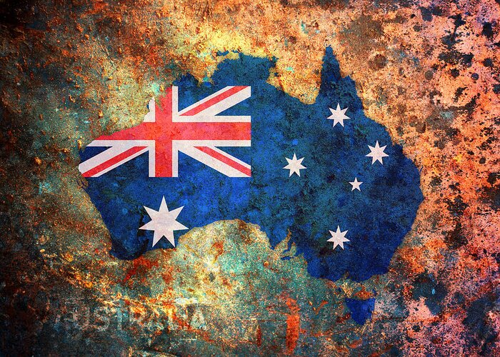 Australia Greeting Card featuring the digital art Australia Flag Map by Michael Tompsett