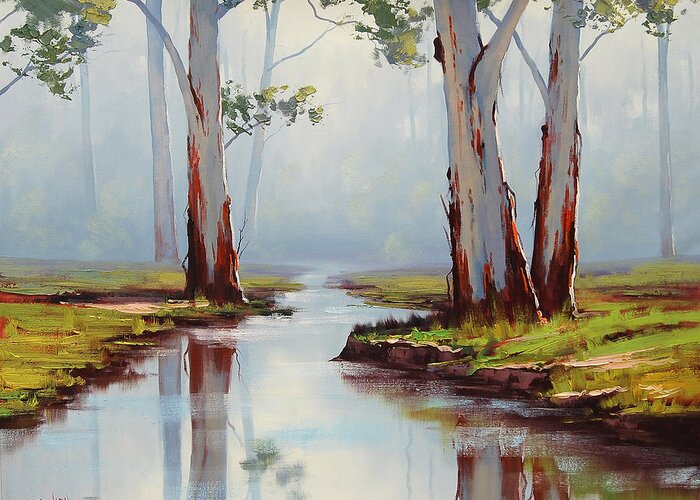 Gum Tree Greeting Card featuring the painting Australian Gum trees by Graham Gercken