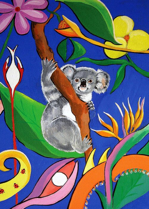Australian Greeting Card featuring the painting Australian Koala by Gloria Dietz-Kiebron