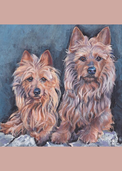 Australian Terrier Greeting Card featuring the painting Australian Terriers by Lee Ann Shepard