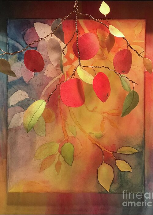 Apples Painting Greeting Card featuring the mixed media Autumn Apples 3D by Conni Schaftenaar