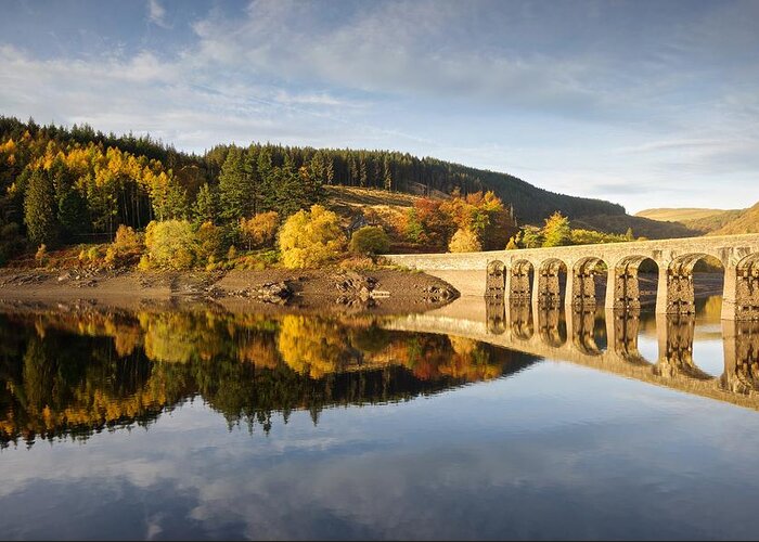Wales Greeting Card featuring the photograph Autumn at Caban Coch reservoir by Stephen Taylor