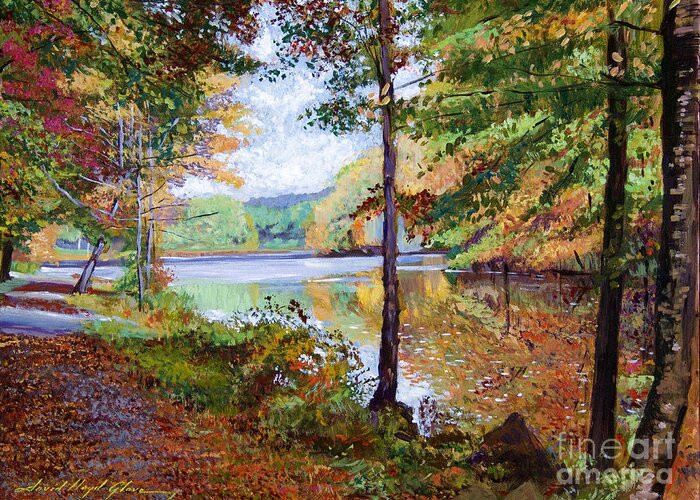 Autumn Greeting Card featuring the painting Autumn at Rockefeller Park by David Lloyd Glover