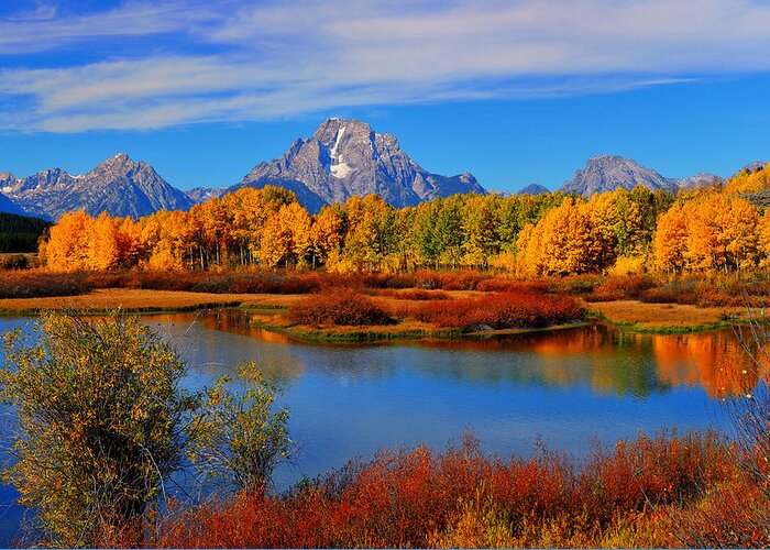 Oxbow Bend Greeting Card featuring the photograph Autumn at the Oxbow by Greg Norrell
