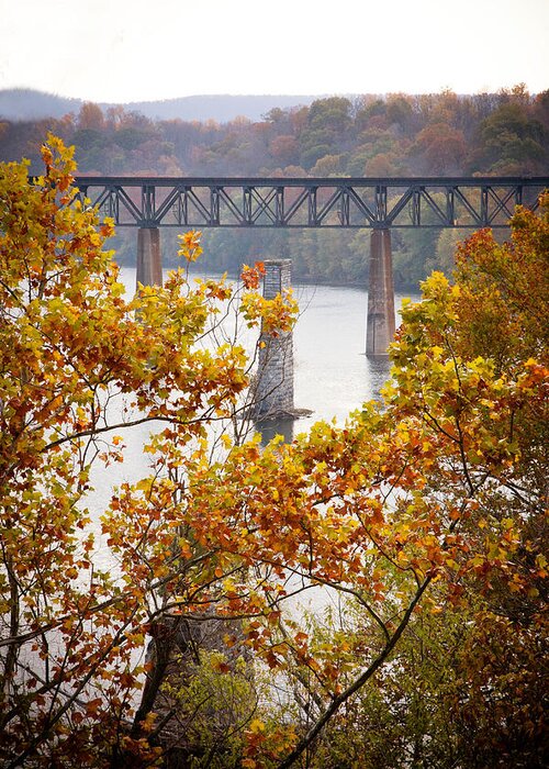 Bridge Greeting Card featuring the photograph Autumn bridge by Kelley Nelson