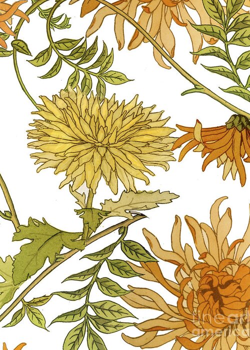 Chrysanthemum Greeting Card featuring the painting Autumn Chrysanthemums II by Mindy Sommers