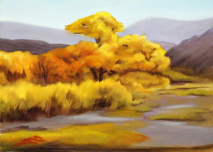 Plein-air Greeting Card featuring the painting Autumn Comes by Sandi Snead