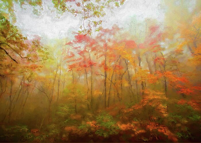 Autumn Greeting Card featuring the painting Autumn Fall Colors - Dazzling Color in the Blue Ridge AP by Dan Carmichael