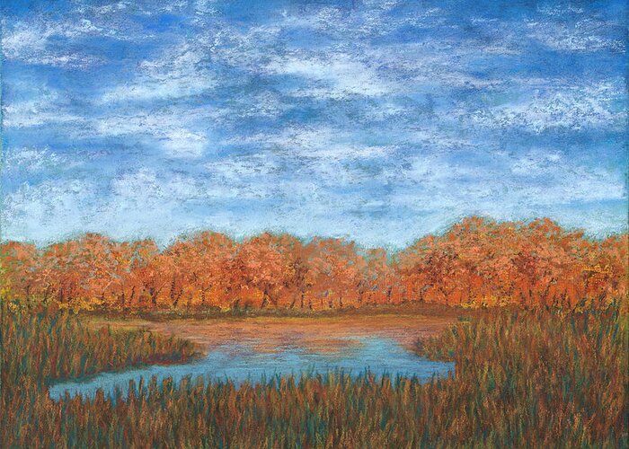 Autumn Greeting Card featuring the pastel Autumn Field 01 by Michael Heikkinen