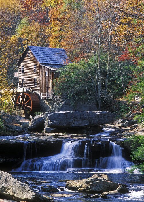Autumn Greeting Card featuring the photograph Autumn Grist Mill - FS000141 by Daniel Dempster