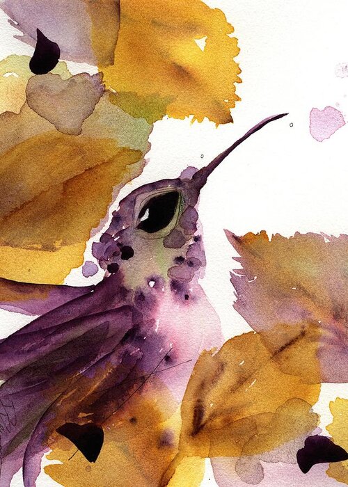 Hummingbird Greeting Card featuring the painting Autumn Hummer by Dawn Derman