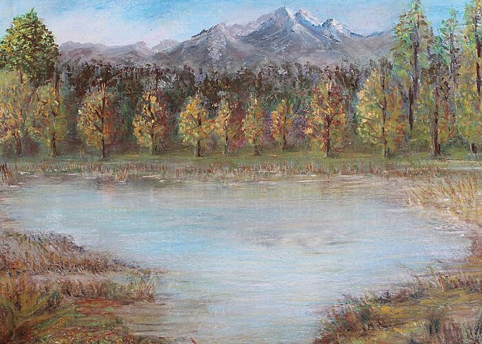 Landscape Greeting Card featuring the pastel Autumn in Maule by Norma Duch