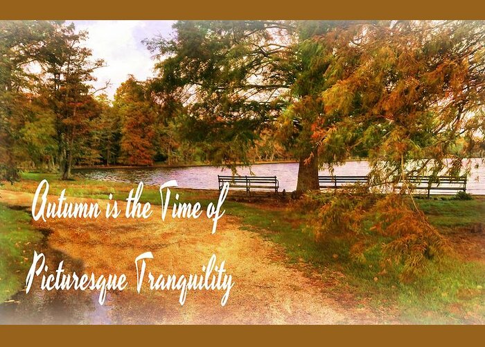 Nature Greeting Card featuring the mixed media Autumn is the Time of Picturesque Tranquility by Stacie Siemsen