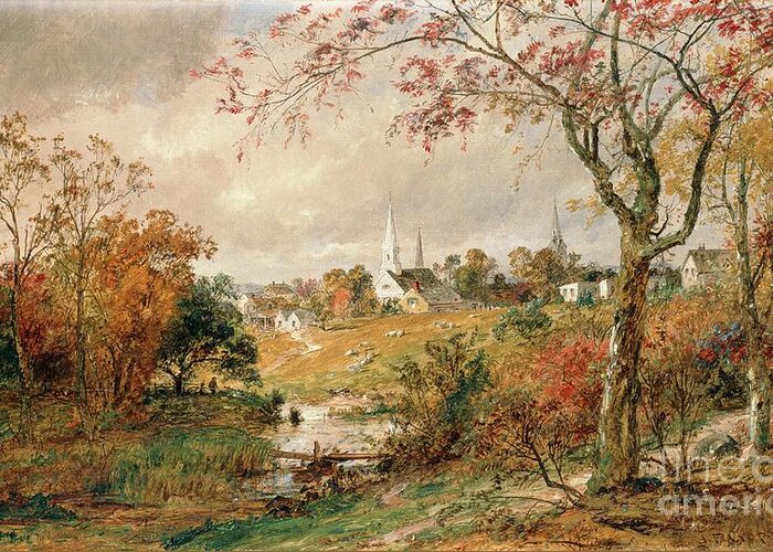 Autumn Landscape Greeting Card featuring the painting Autumn Landscape by Jasper Francis Cropsey