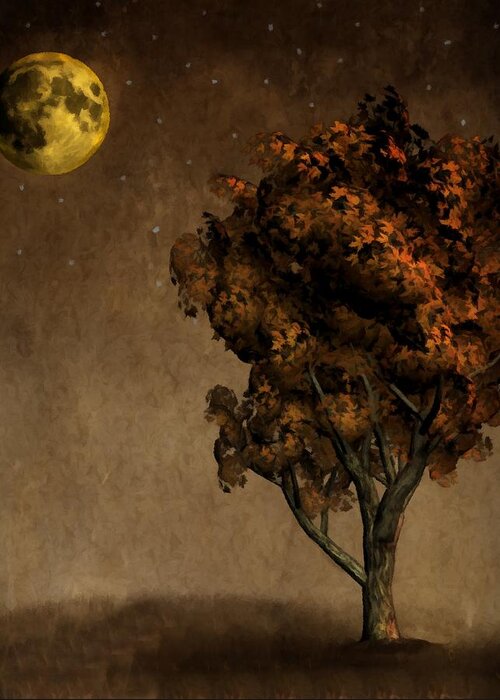Autumn Greeting Card featuring the painting Autumn Moon by David Dehner