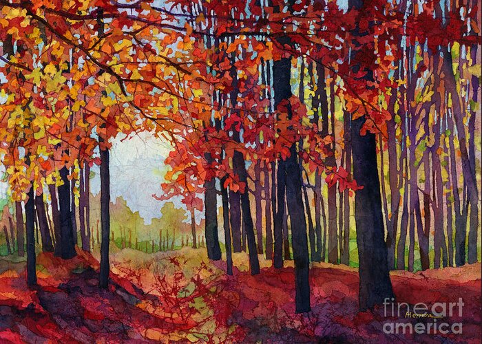 Path Greeting Card featuring the painting Autumn Rapture by Hailey E Herrera
