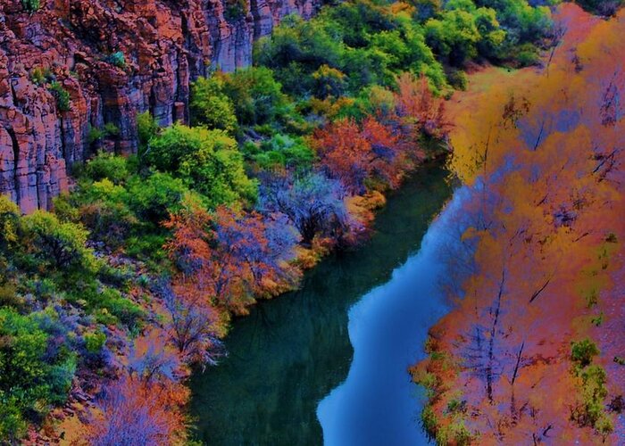 Verde River Greeting Card featuring the photograph Autumn Reflection by Helen Carson