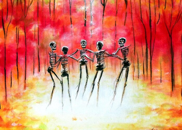 Day Of The Dead Greeting Card featuring the painting Autumn Ring by Heather Calderon