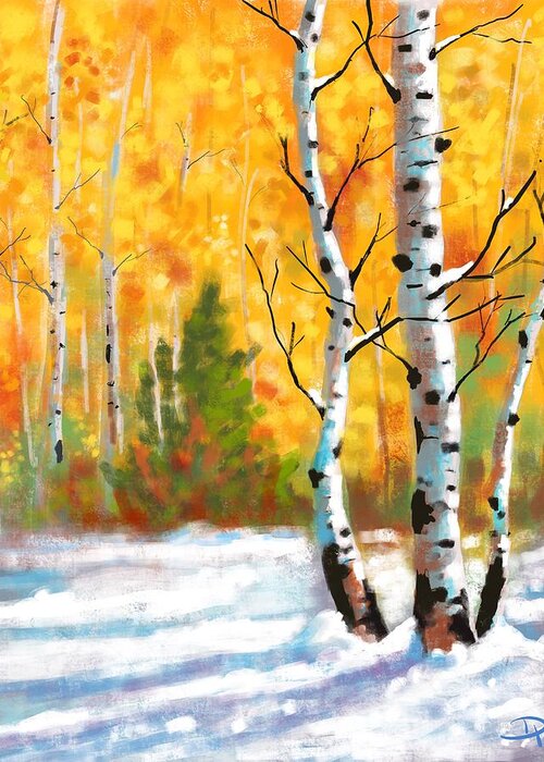 Autumn Greeting Card featuring the digital art Autumn Snow by David G Paul