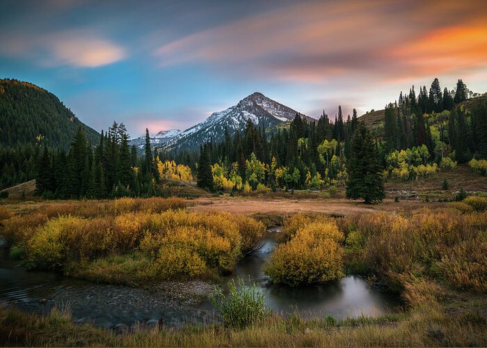 Utah Greeting Card featuring the photograph Autumn Sunset in Big Cottonwood Canyon by James Udall